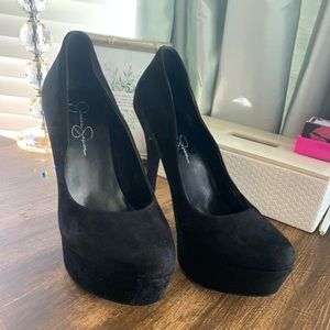 Black Suede Jessica Simpson Platform Heels